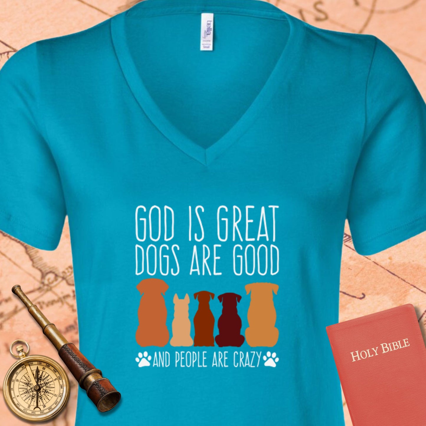 God is Great Dogs V-Neck Tee