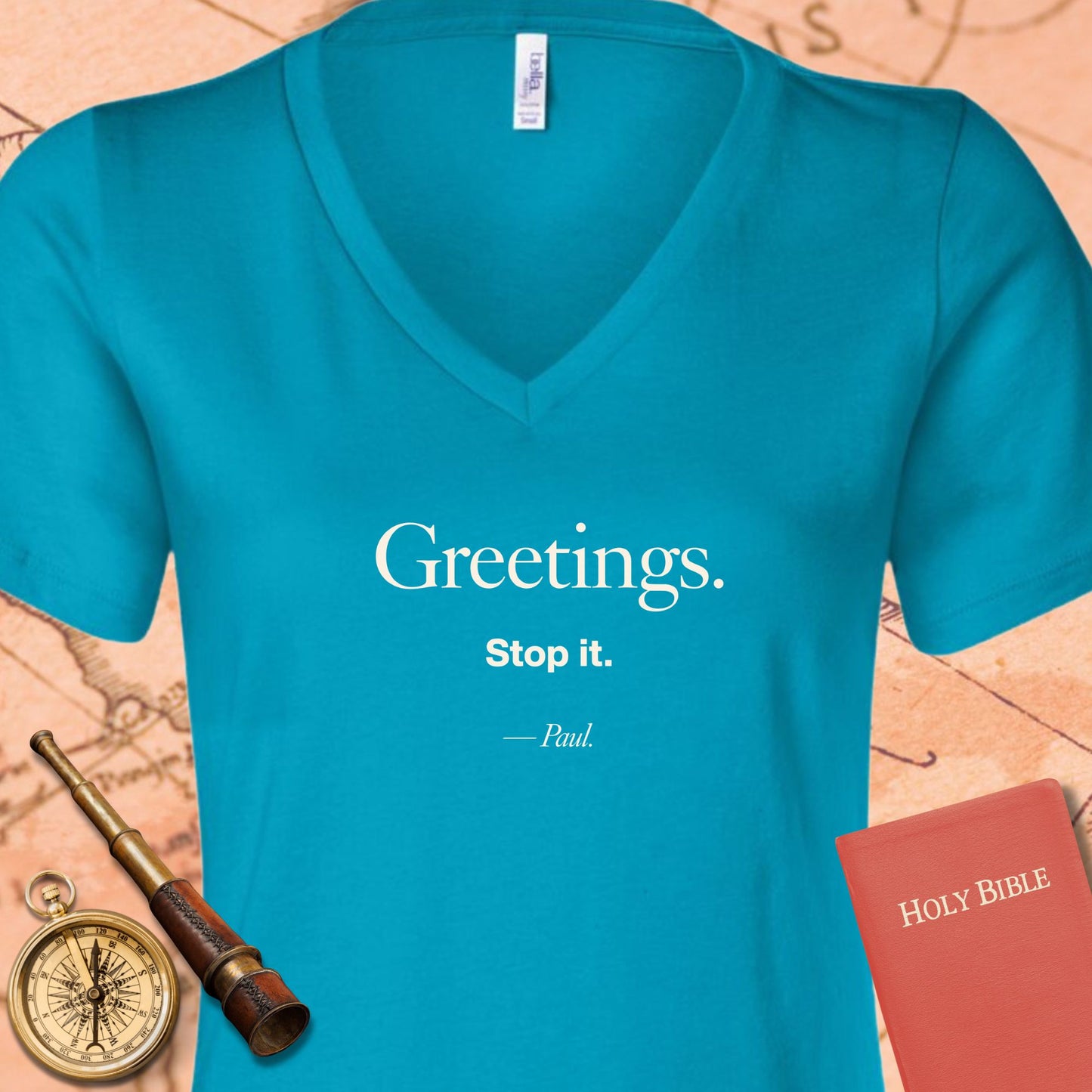 Greetings. Stop It. -Paul V-Neck Tee