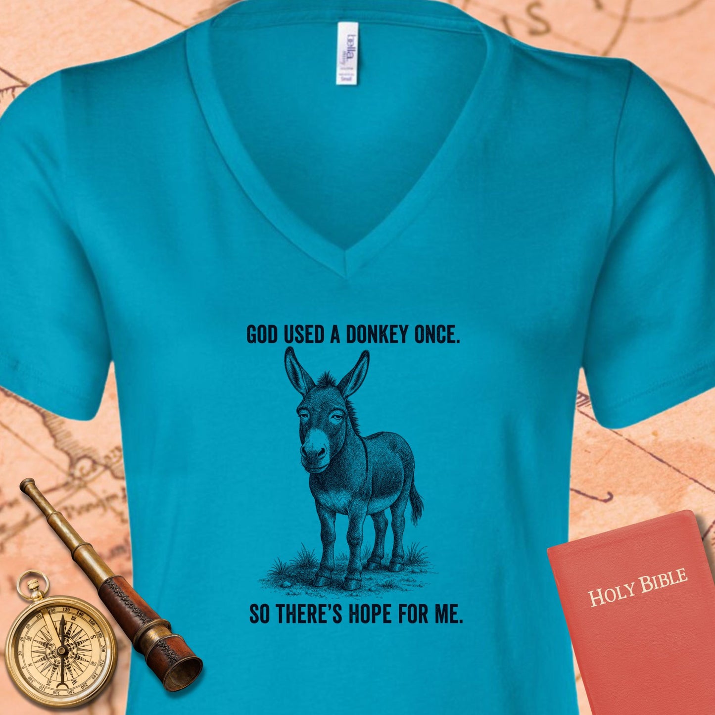 God Used a Donkey Once V-Neck T-Shirt