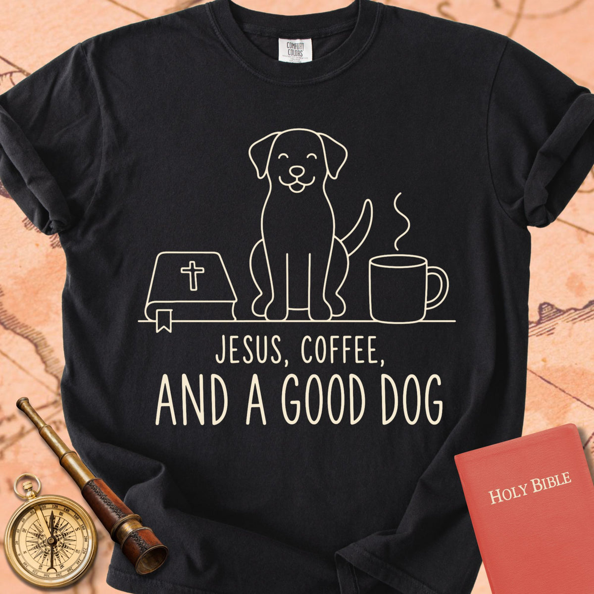 Jesus, Coffee and a Good Dog Premium T-shirt