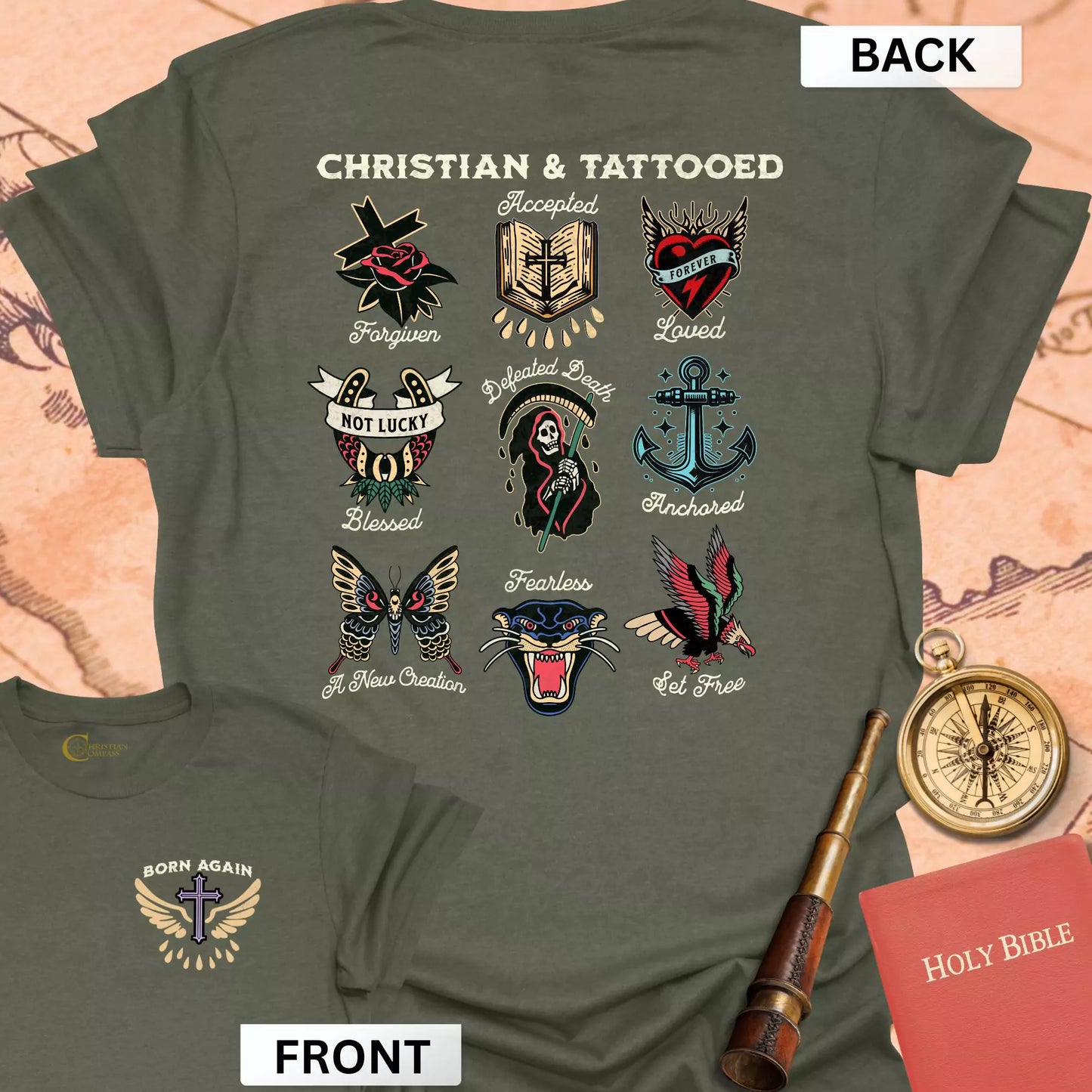 Christian & Tattooed (front & back) T-Shirt