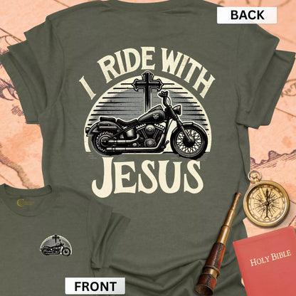 I Ride with Jesus (front & back) T-Shirt