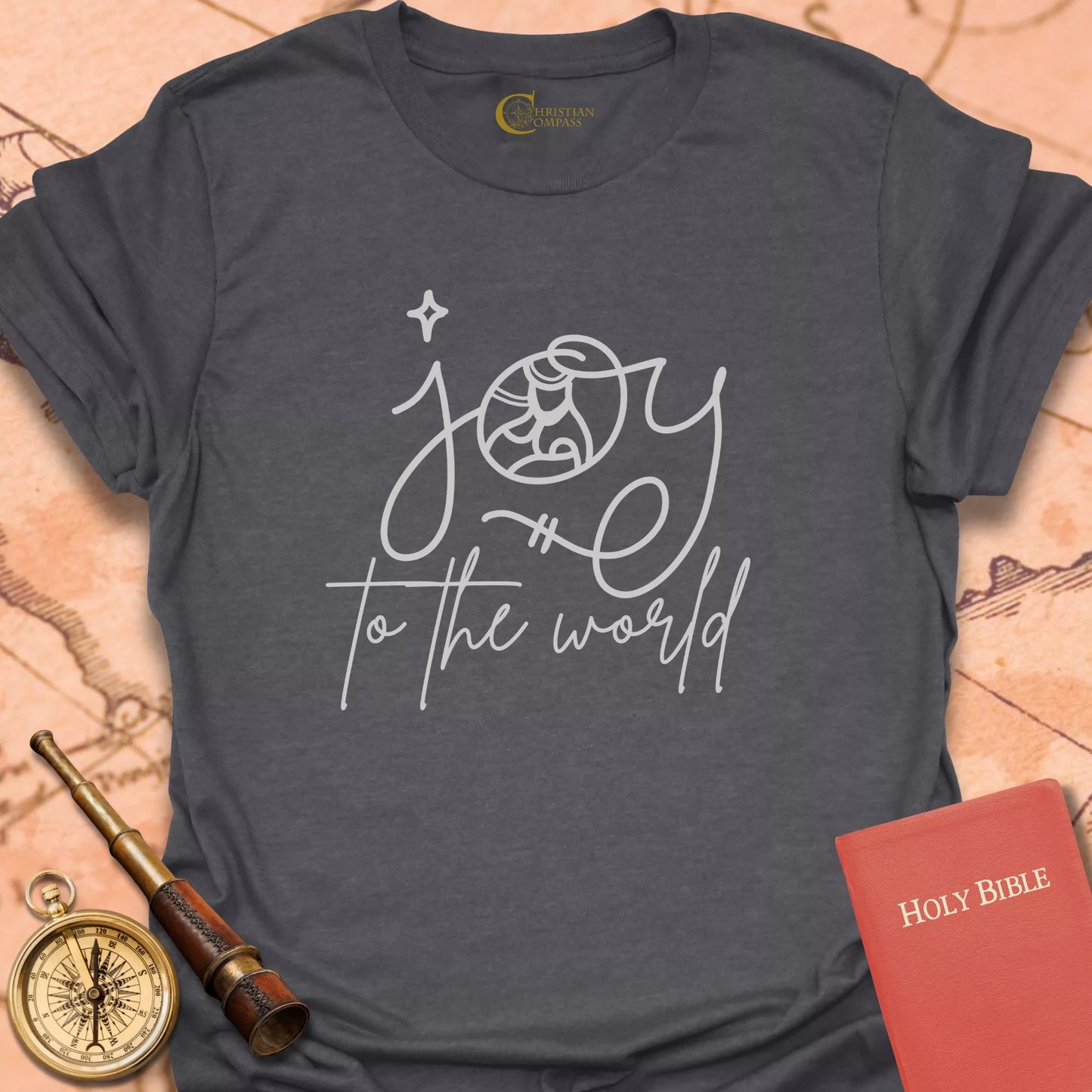 Joy to the World – Nativity Line Art T-Shirt