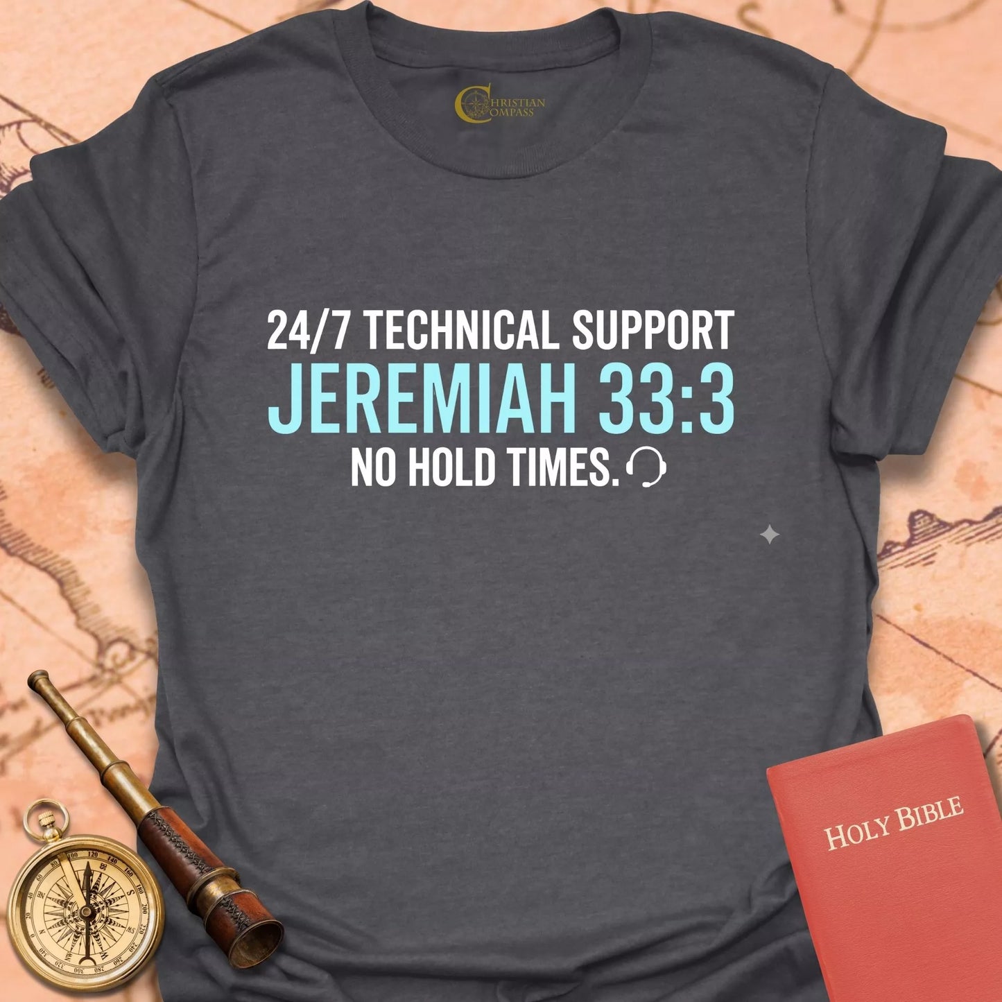 24/7 Technical Support Jeremiah 33:3 T-Shirt