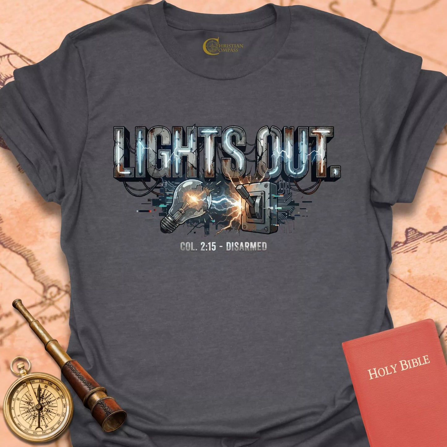 Lights Out - Colossians 2:15 Disarmed T-Shirt