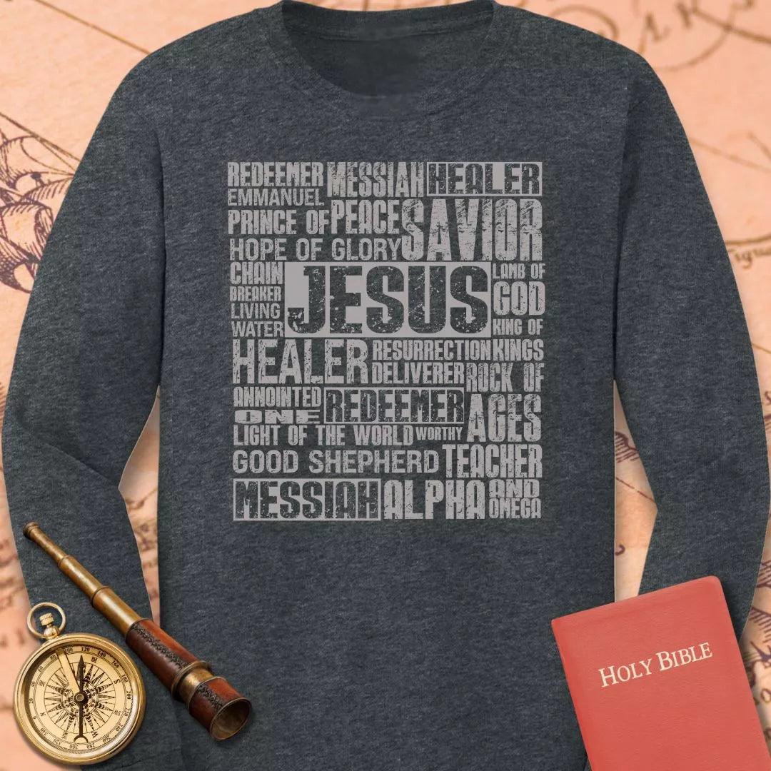 Names of Jesus Collage Long Sleeve Tee