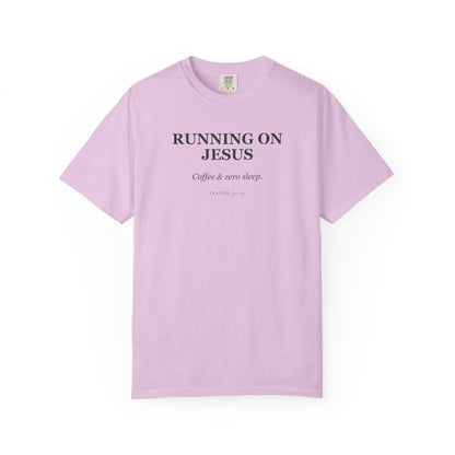 Running on Jesus, Coffee and Zero Sleep Premium T-shirt
