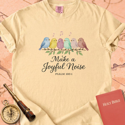 Make a Joyful Noise — Watercolor Birds Premium T-shirt — Butter Comfort Colors