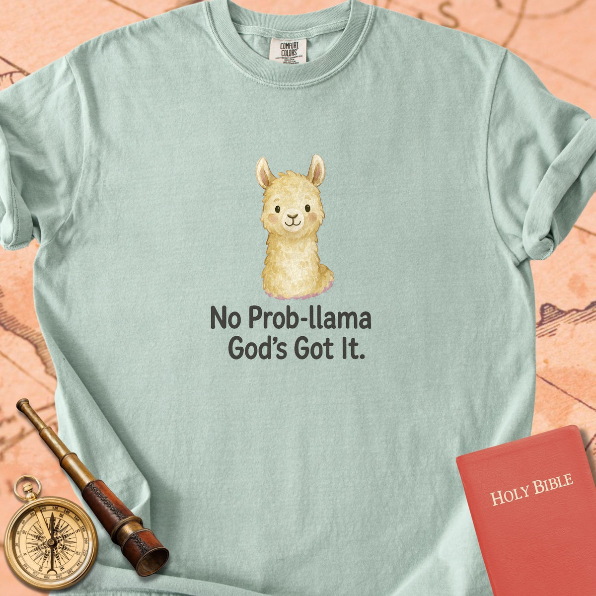 No Prob-llama, God's Got It — Cute Llama Premium T-shirt — Bay Comfort Colors