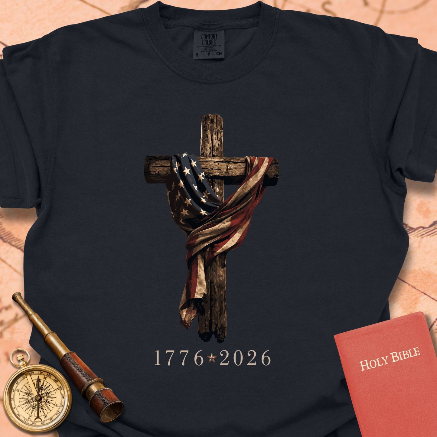 Old Rugged Cross American Flag Premium T-shirt