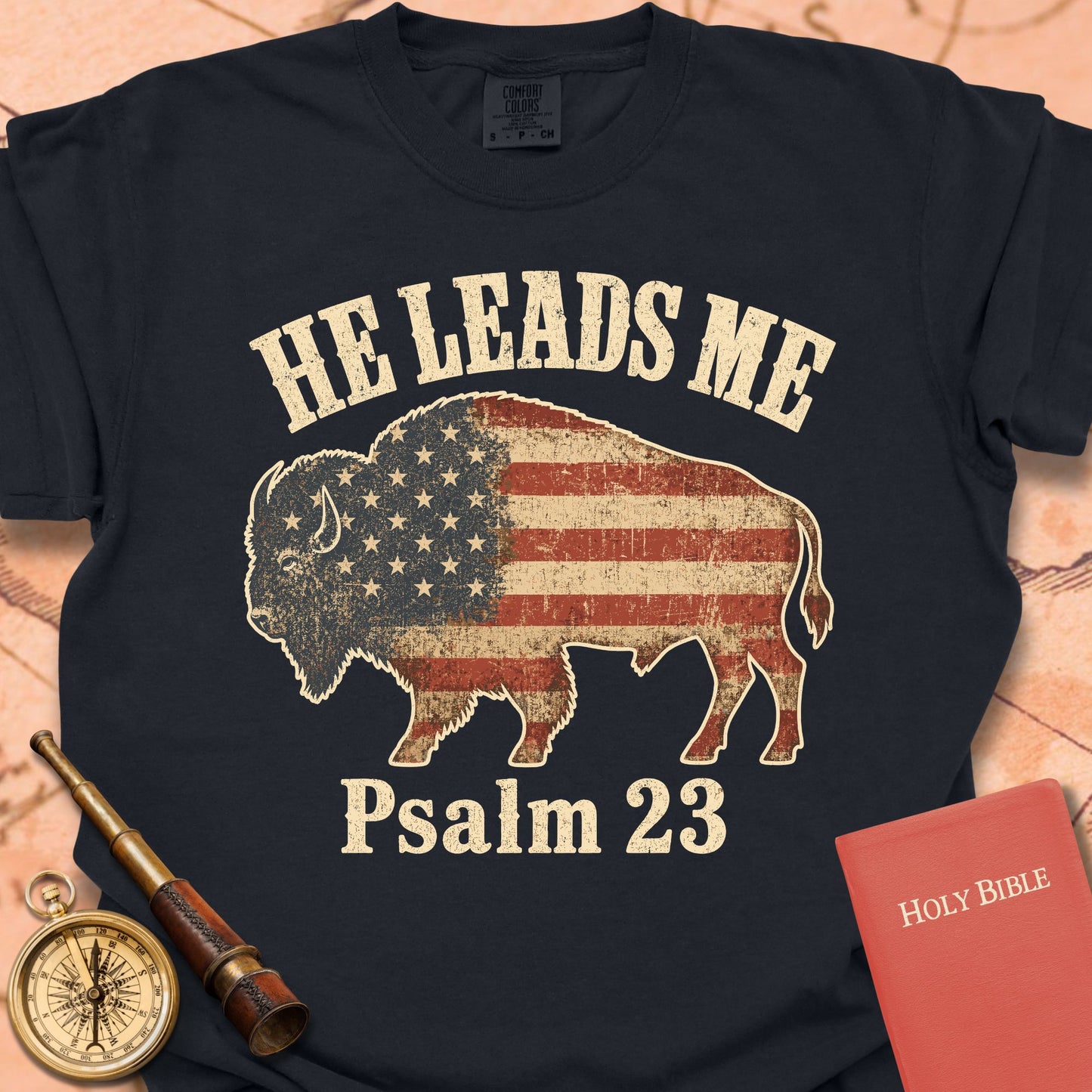 He Leads Me Bison Premium T-shirt