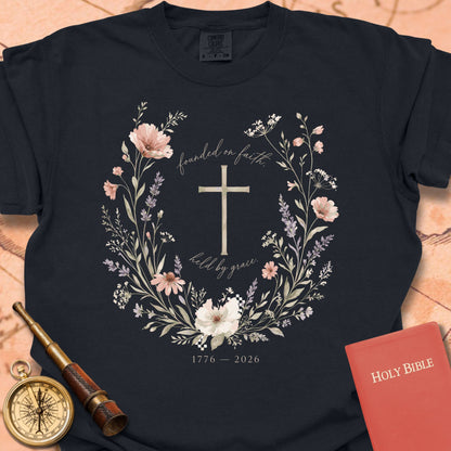 Founded on Faith Held by Grace Premium T-shirt