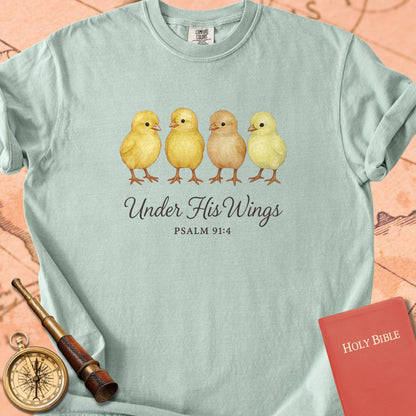 Under His Wings — Chicks Premium T-shirt — Bay Comfort Colors