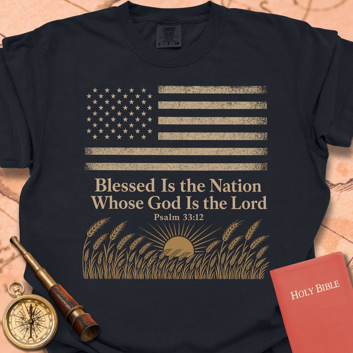 Blessed Is the Nation American Flag Premium T-shirt