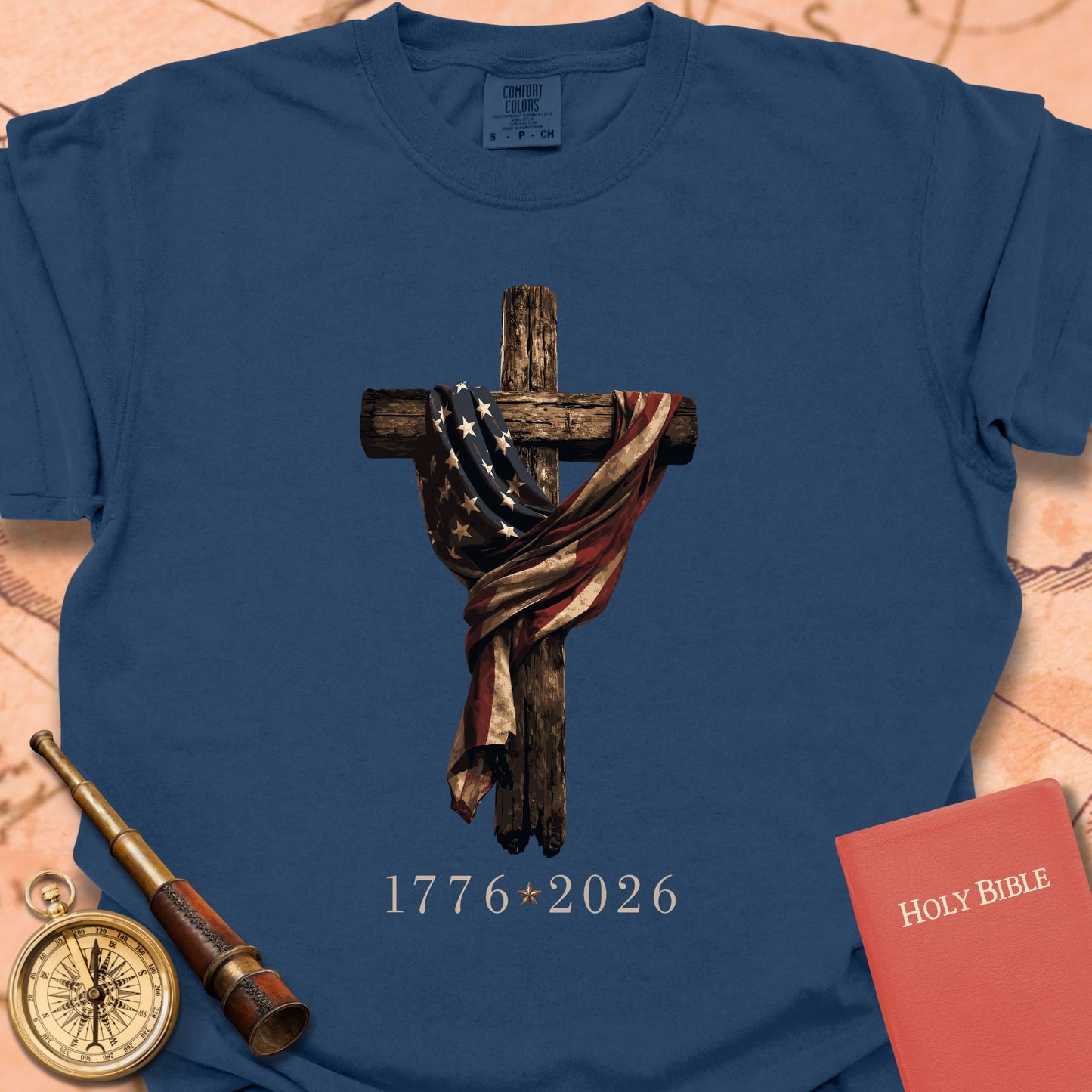 Old Rugged Cross American Flag Premium T-shirt