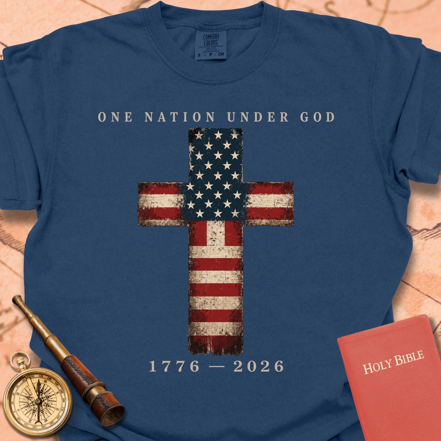 One Nation Under God Flag Cross Premium T-shirt