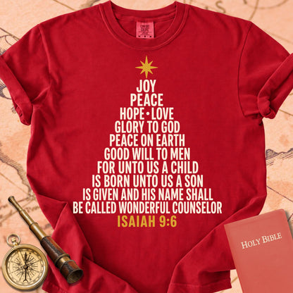 For Unto Us a Child Is Born — Isaiah 9:6 Christmas Tree Premium T-shirt