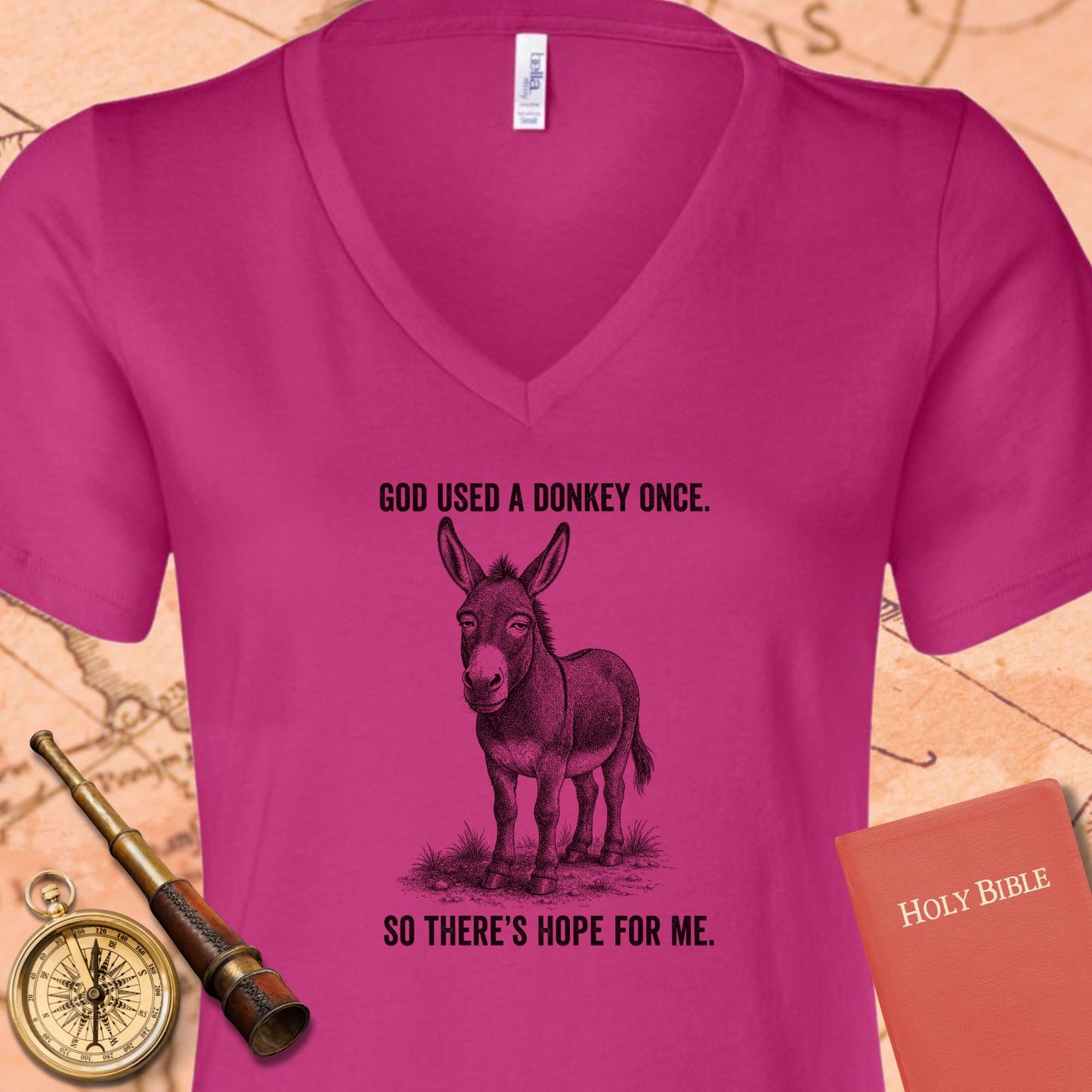 God Used a Donkey Once V-Neck T-Shirt