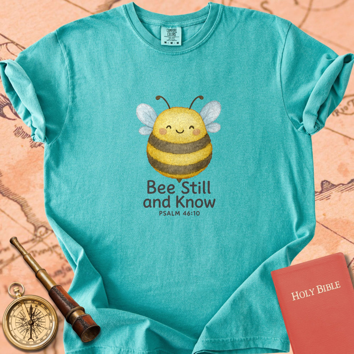 Bee Still and Know — Cute Bumblebee Premium T-shirt — Seafoam Comfort Colors
