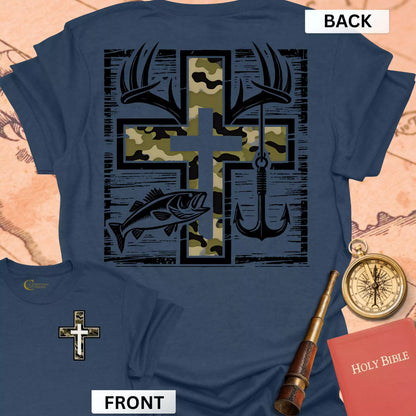 Faith Fishing Hunting (front & back) T-Shirt