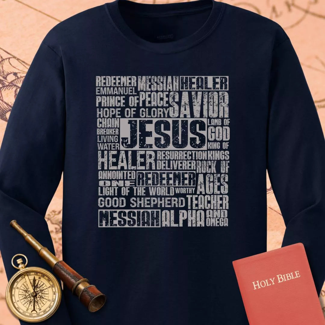 Names of Jesus Collage Long Sleeve Tee