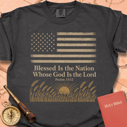 Blessed Is the Nation American Flag Premium T-shirt