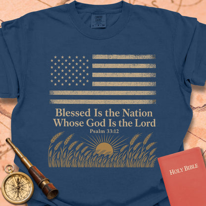 Blessed Is the Nation American Flag Premium T-shirt