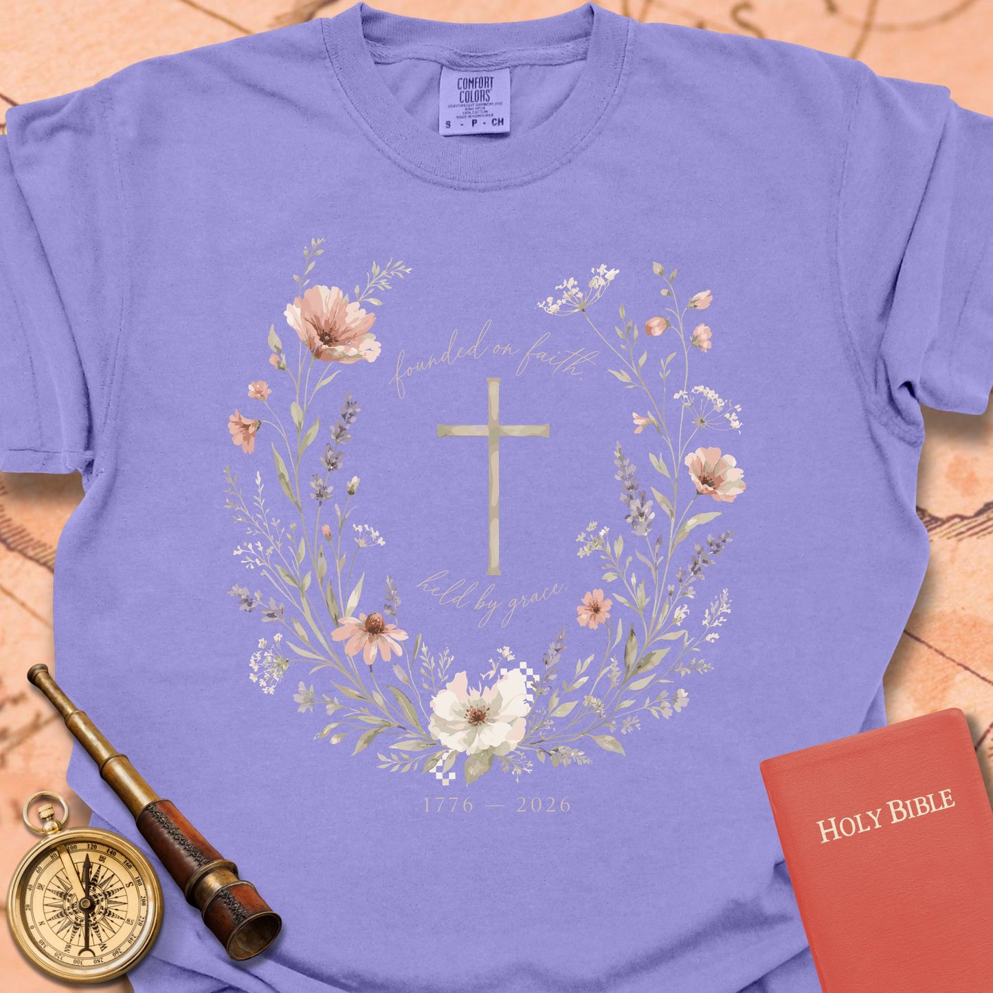 Founded on Faith Held by Grace Premium T-shirt