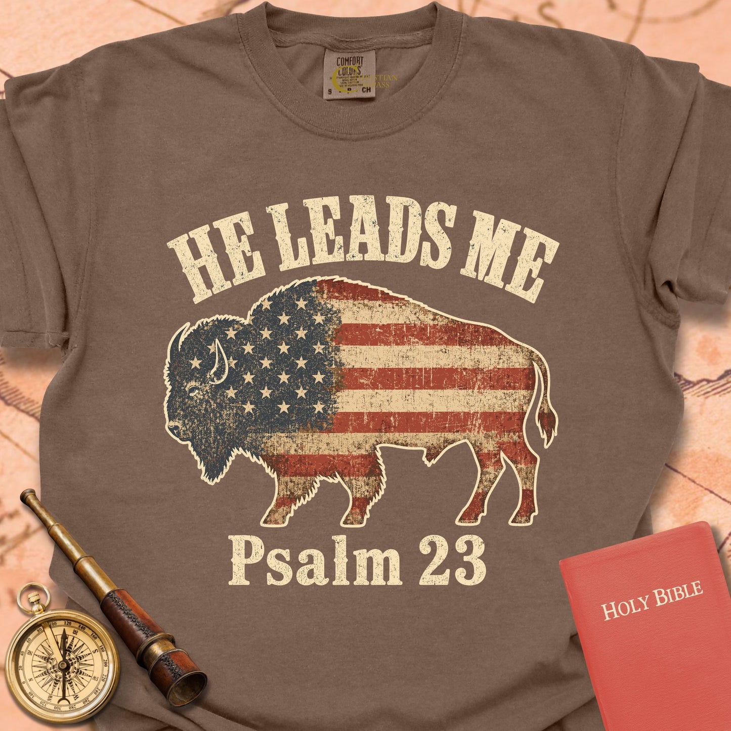 He Leads Me Bison Premium T-shirt