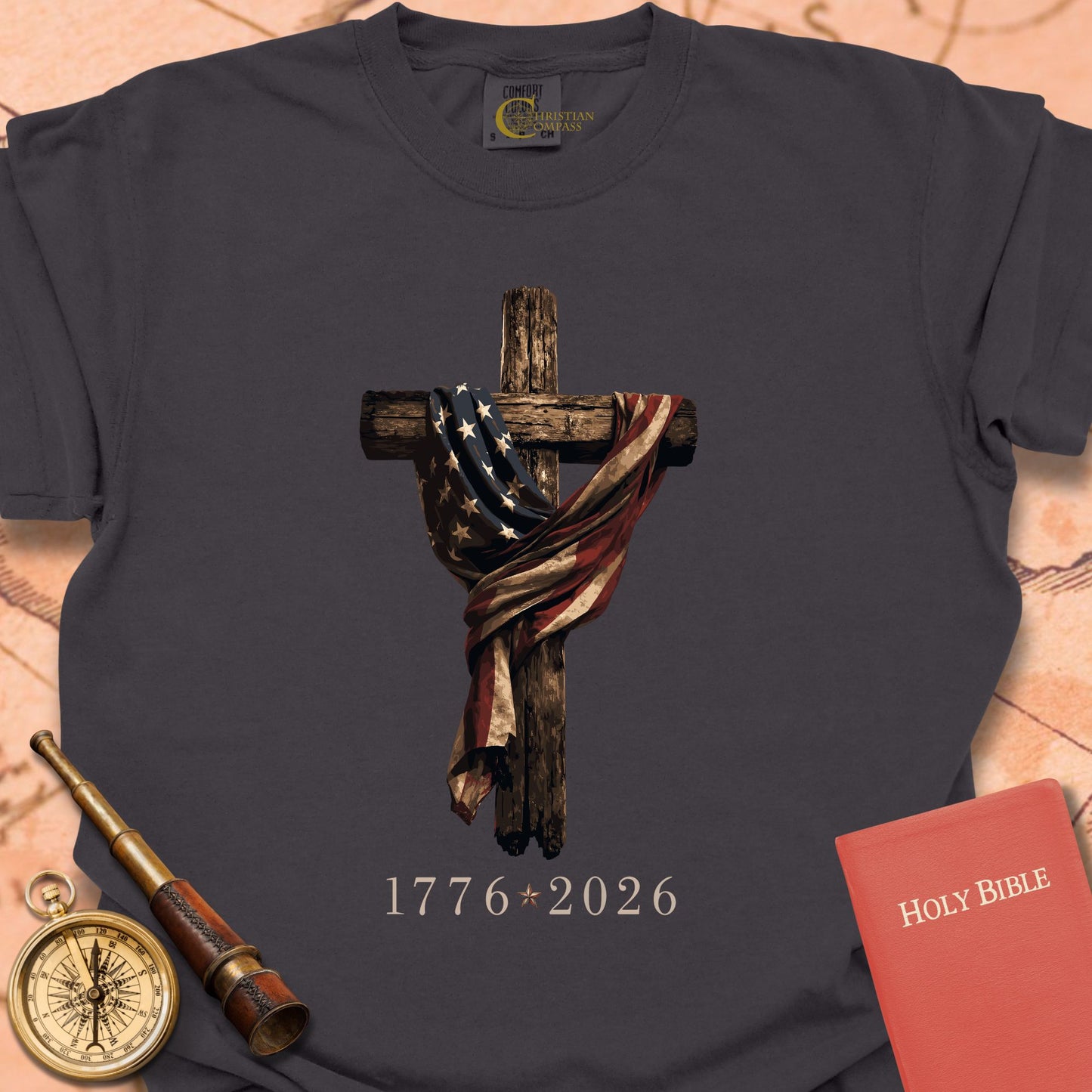 Old Rugged Cross American Flag Premium T-shirt