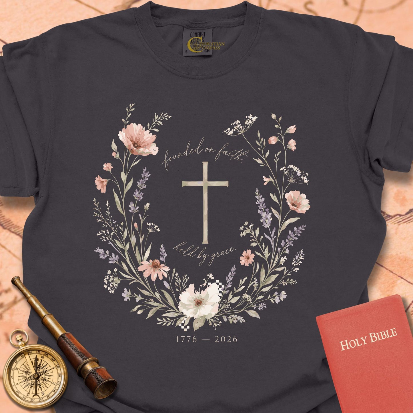 Founded on Faith Held by Grace Premium T-shirt