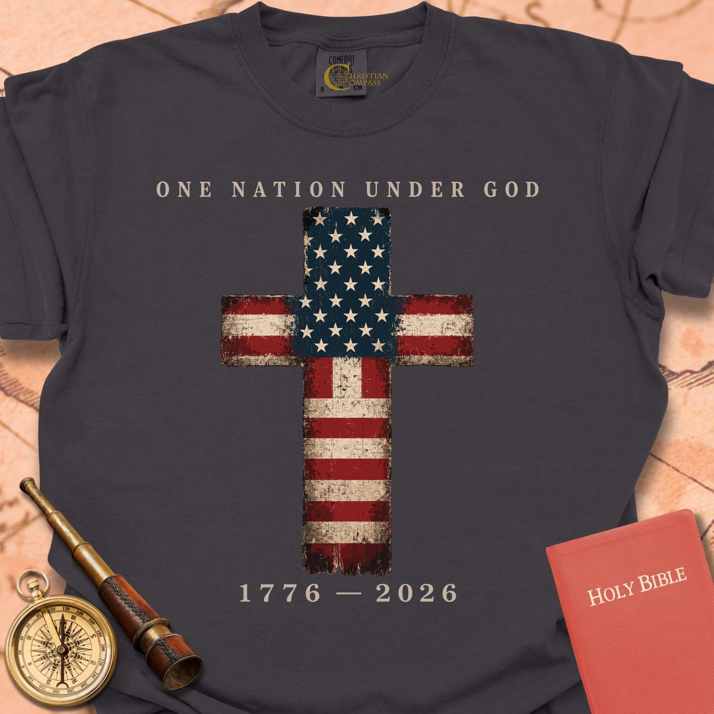 One Nation Under God Flag Cross Premium T-shirt