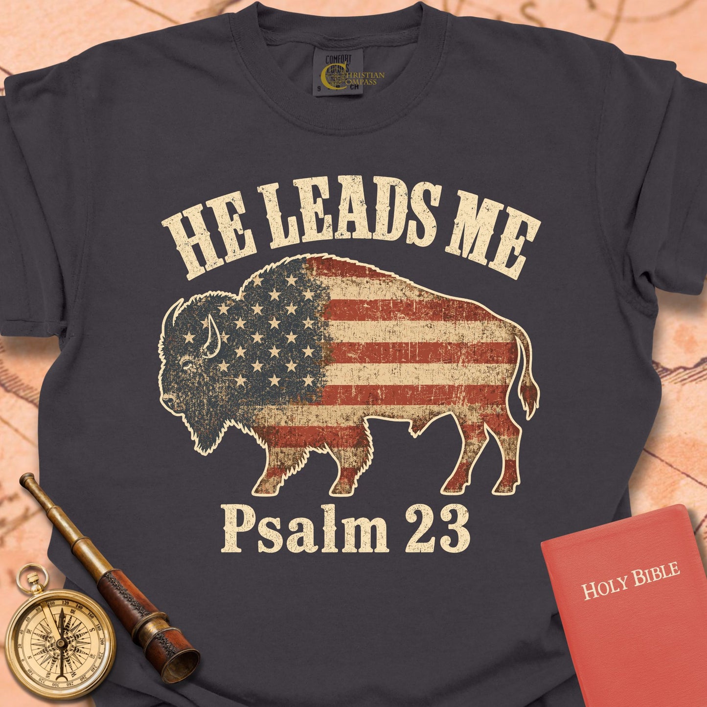 He Leads Me Bison Premium T-shirt