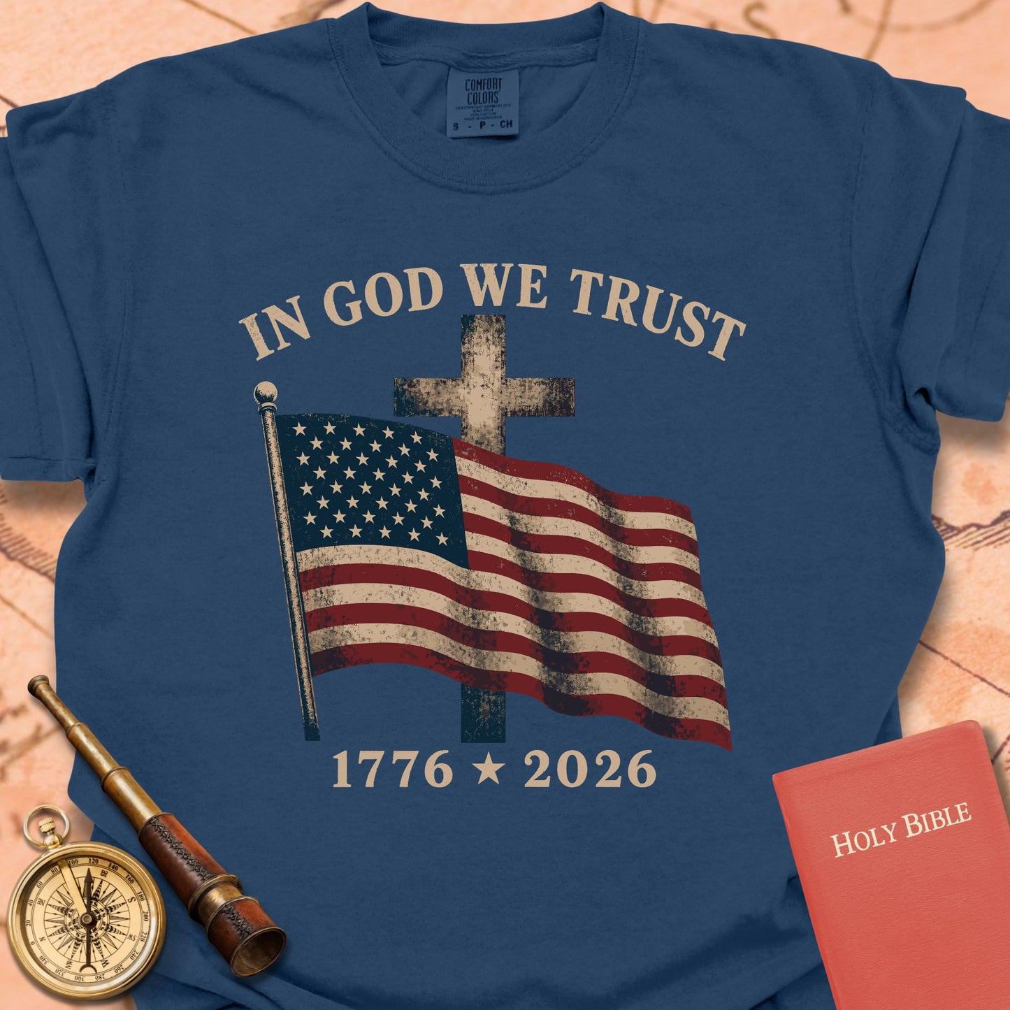In God We Trust American Flag Cross Premium T-shirt
