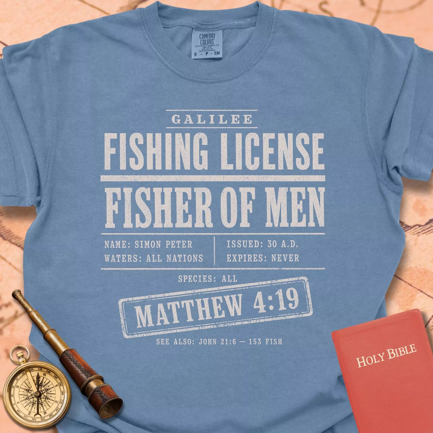 Fishing License. Fisher of Men. Premium T-shirt