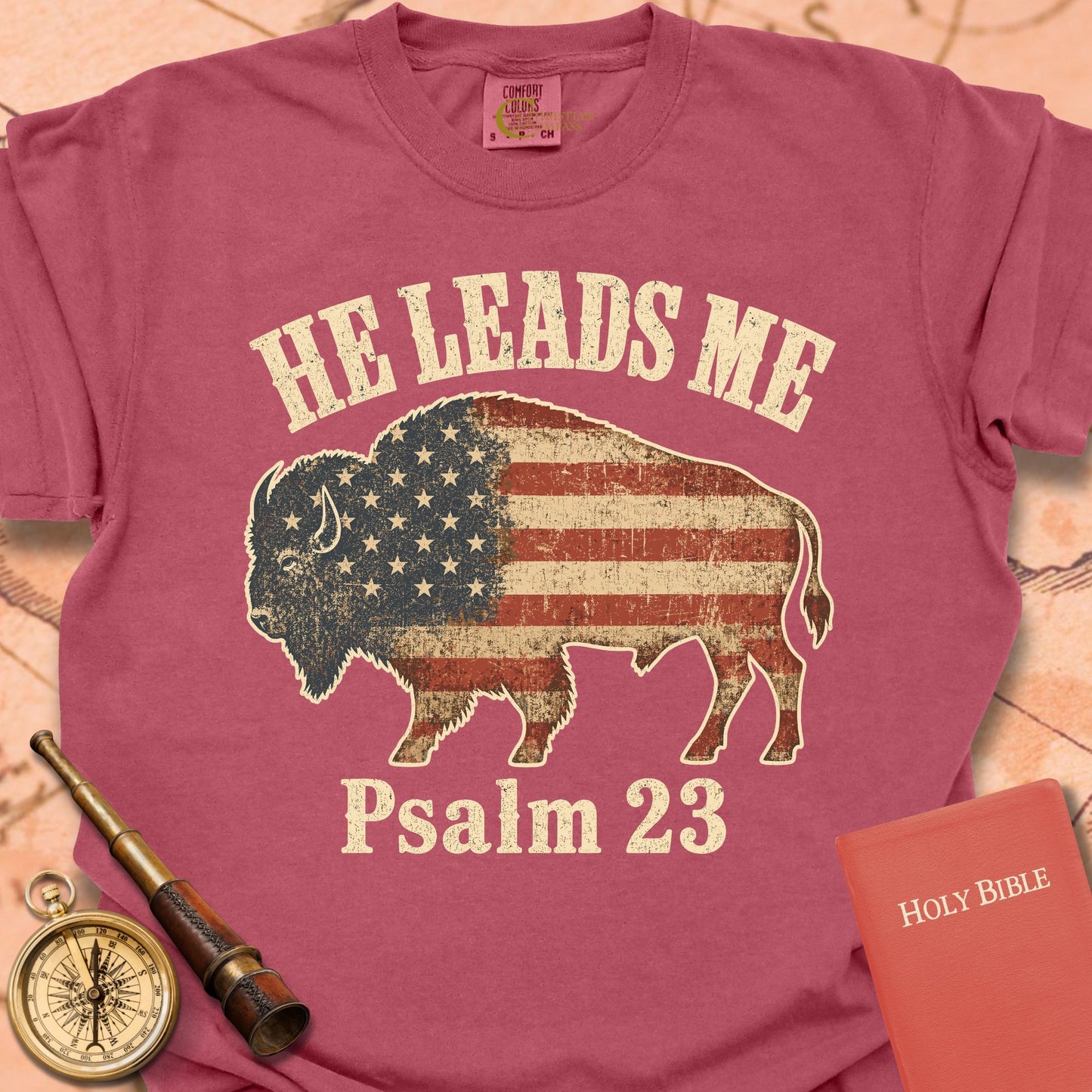 He Leads Me Bison Premium T-shirt