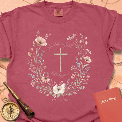Founded on Faith Held by Grace Premium T-shirt