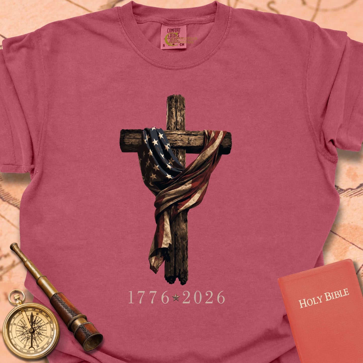 Old Rugged Cross American Flag Premium T-shirt