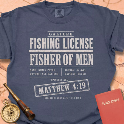 Fishing License. Fisher of Men. Premium T-shirt