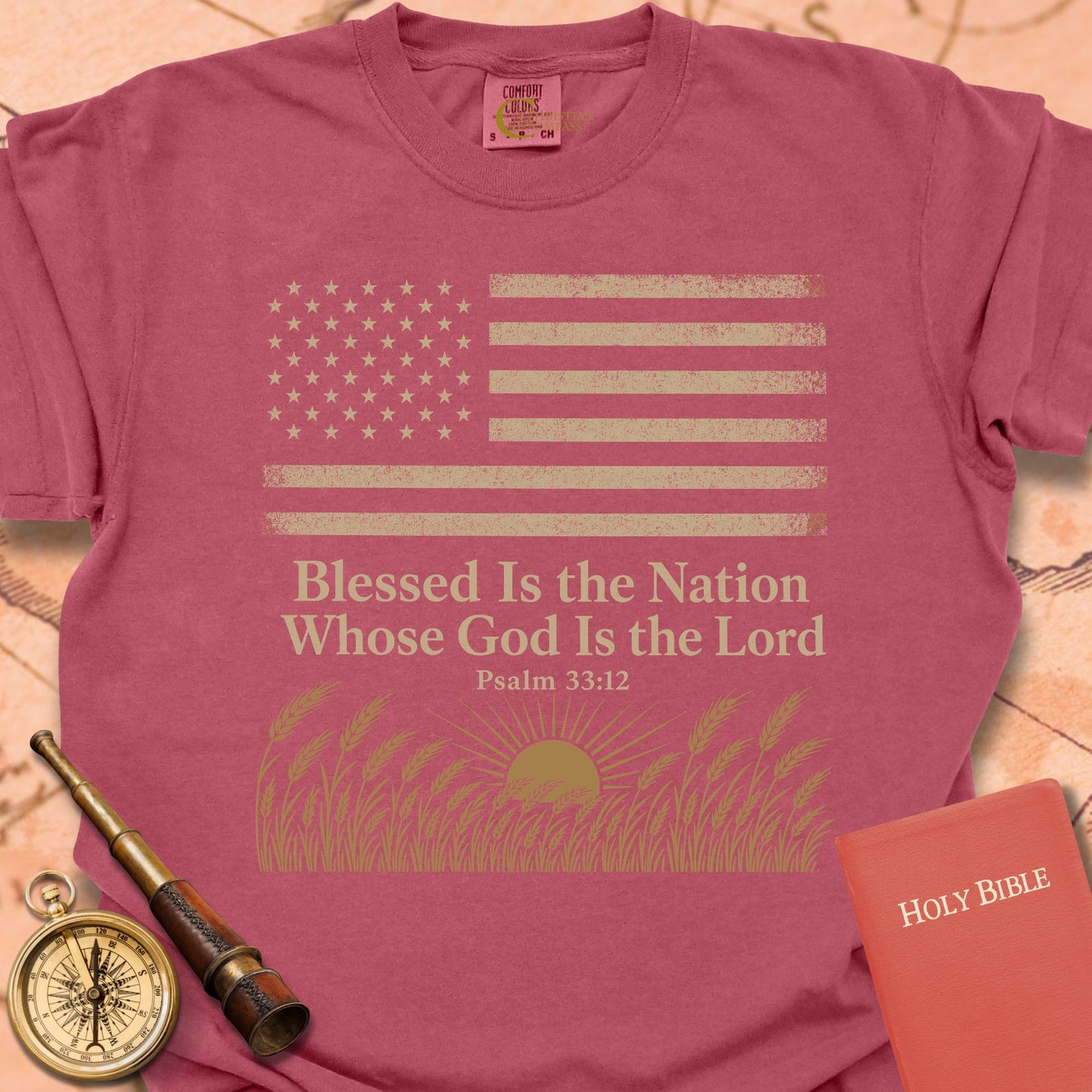 Blessed Is the Nation American Flag Premium T-shirt
