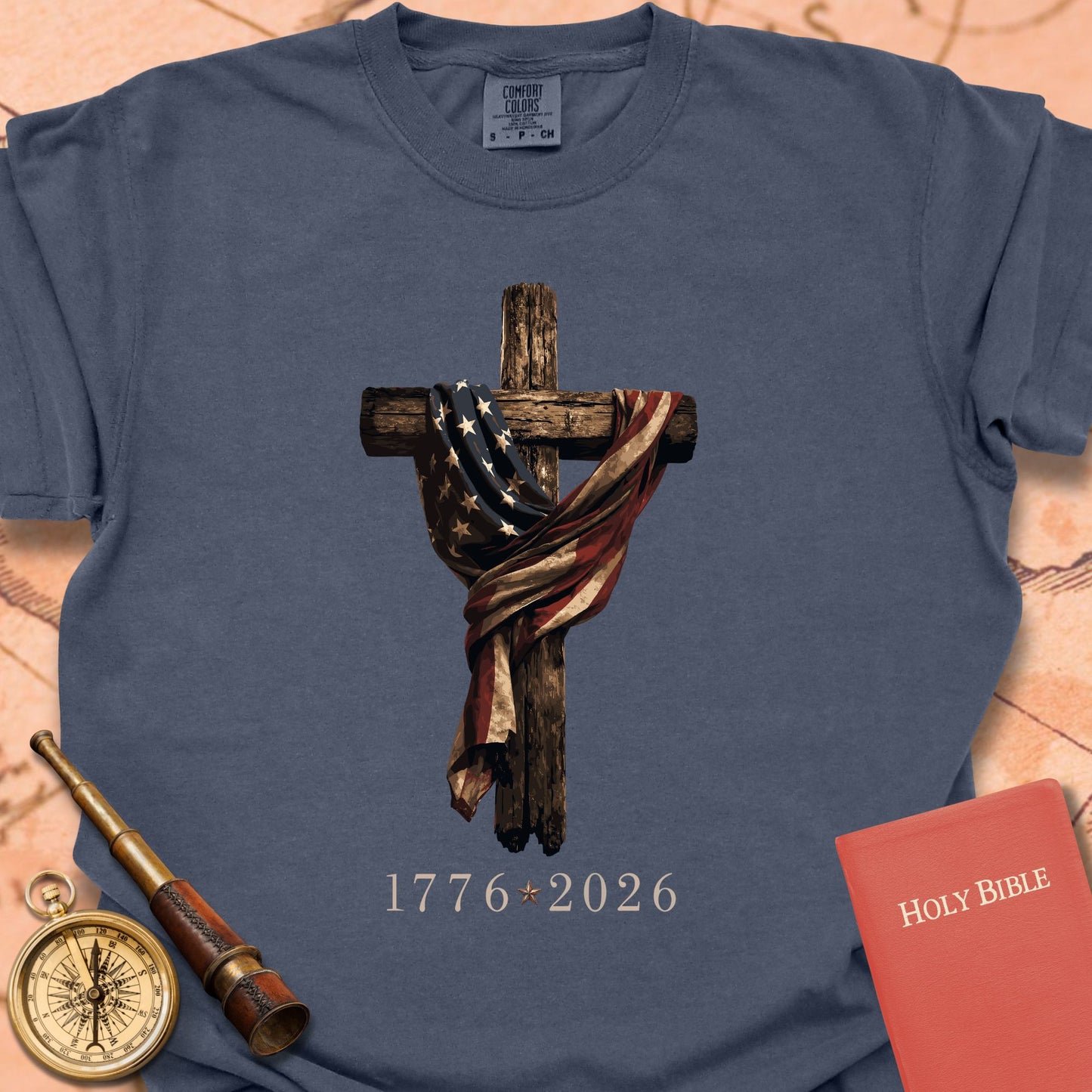 Old Rugged Cross American Flag Premium T-shirt
