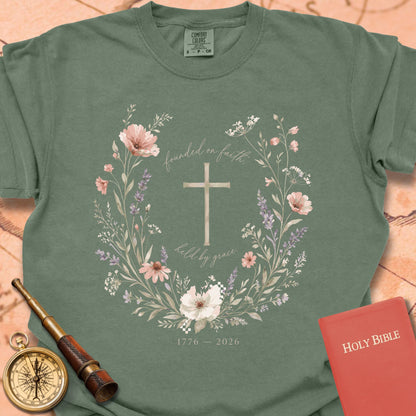 Founded on Faith Held by Grace Premium T-shirt