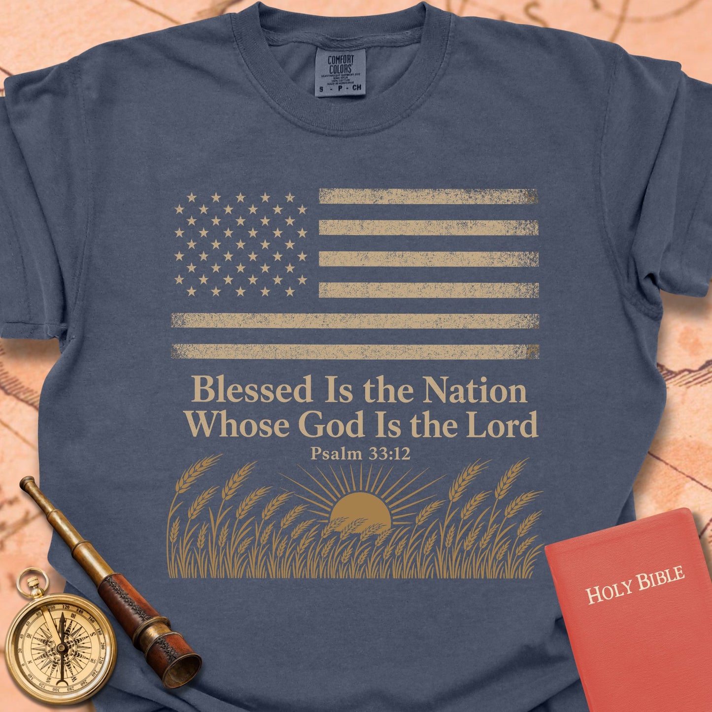 Blessed Is the Nation American Flag Premium T-shirt