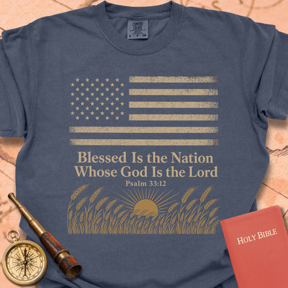 Blessed Is the Nation American Flag Premium T-shirt