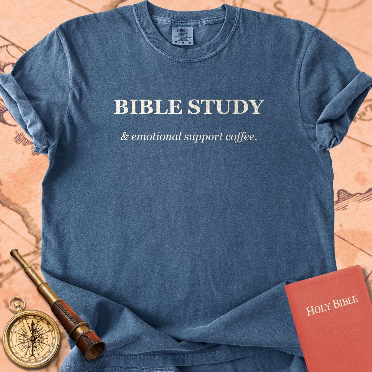 Bible Study and Emotional Support Coffee — Denim Comfort Colors