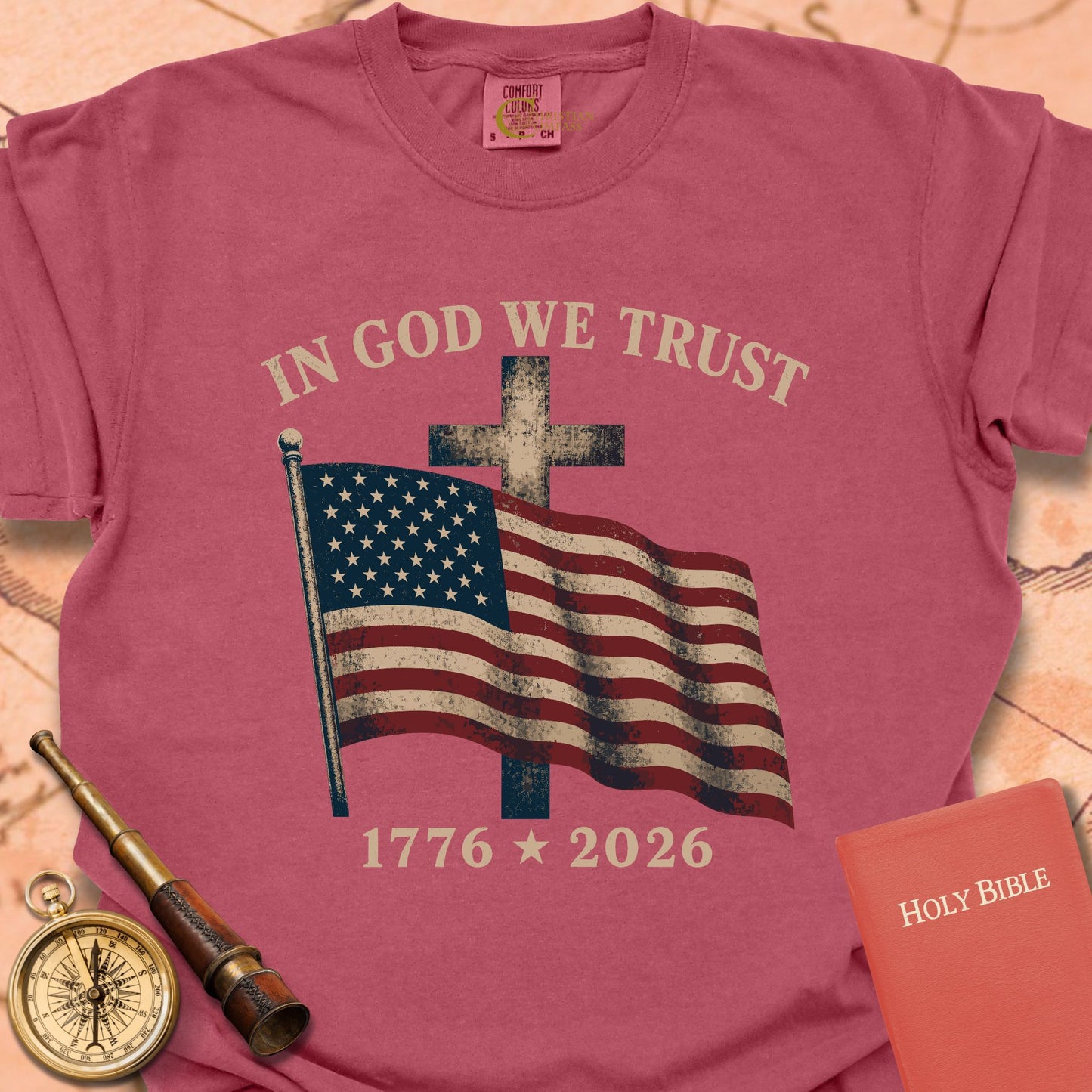 In God We Trust American Flag Cross Premium T-shirt