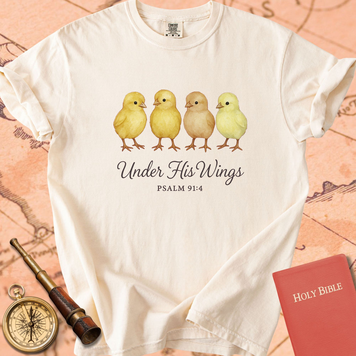 Under His Wings — Chicks Premium T-shirt — Ivory Comfort Colors