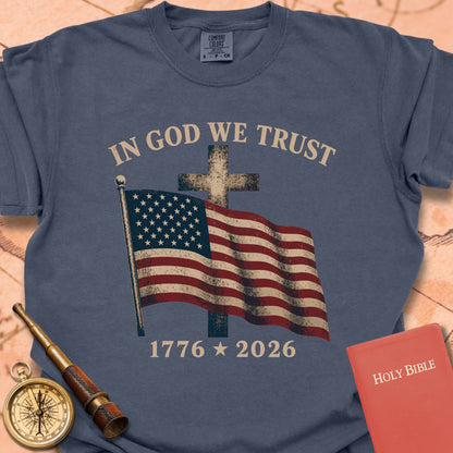 In God We Trust American Flag Cross Premium T-shirt