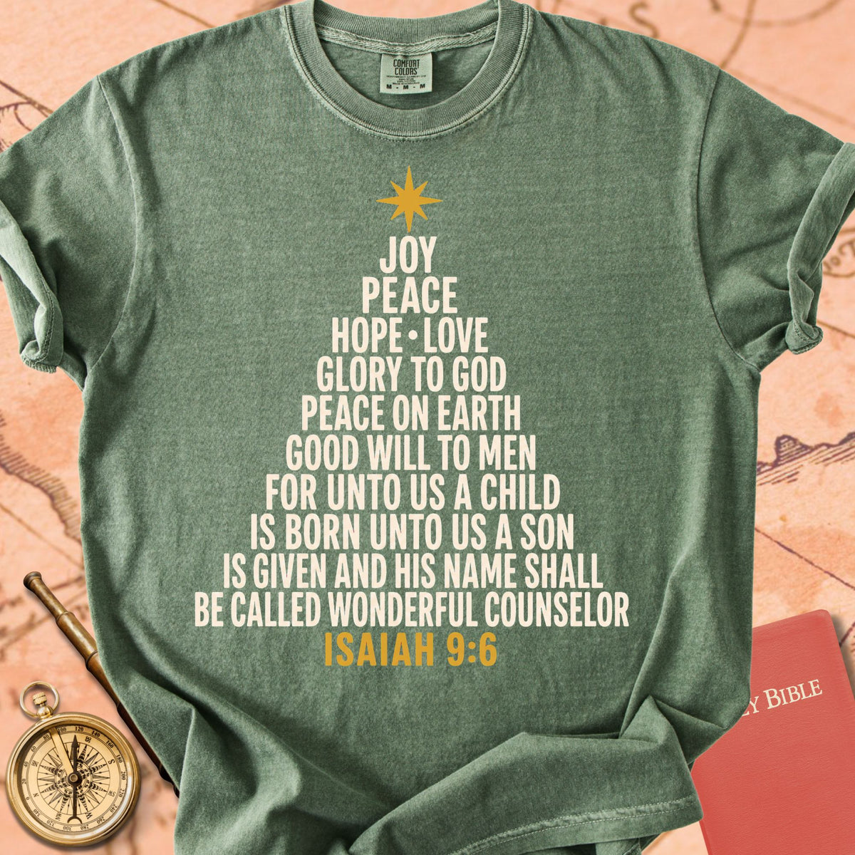 For Unto Us a Child Is Born — Isaiah 9:6 Christmas Tree Premium T-shirt
