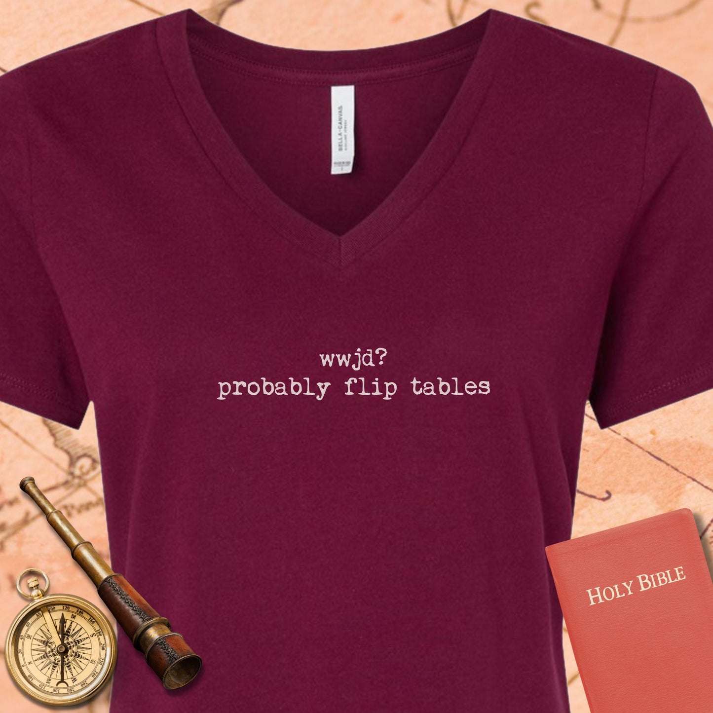 WWJD? Probably Flip Tables V-Neck T-Shirt